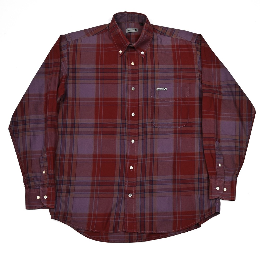 Overland Shirt Men's Long Sleeve Plaid Button Down Preppy Pocket Medium 3 - Picture 2 of 9